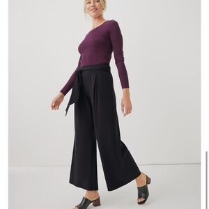 Pact Black Luxe Jersey Volume Wide Leg Pant Sz Large Minimalist